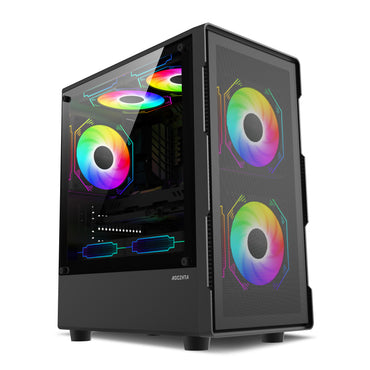 AOCZHTA Ligun MATX Gaming PC Case, Mesh Side Panel, Supports M-ATX/ITX Motherboards, USB 3.0, Supports 280mm Graphics Card, DIY Gaming Case, Black