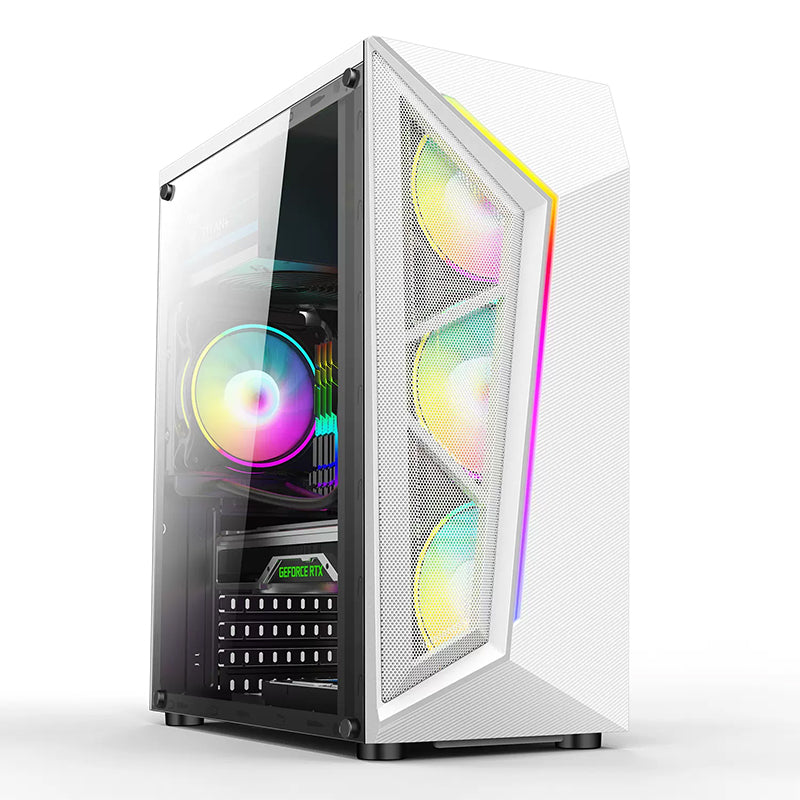 Mingsu EVESKY สำหรับ V8 US2.0 Desktop Enclosure ควบคุมด้านเกมผ่านได้ที่กรณ ี ATX คอมพิวเตอร์ที่มีสเปกตรัมแสง RGB