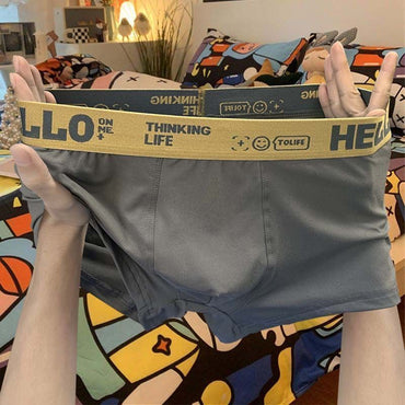 HELLO กางเกงชั้นในชายผ้าฝ้ายแท้ 4 แพ็คขายส่ง