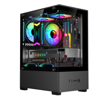 铭速 MINGSU T07 海景房电竞机箱|270°全景侧透|M-ATX/ITX|支持280mm显卡|高风道散热|黑色电脑机