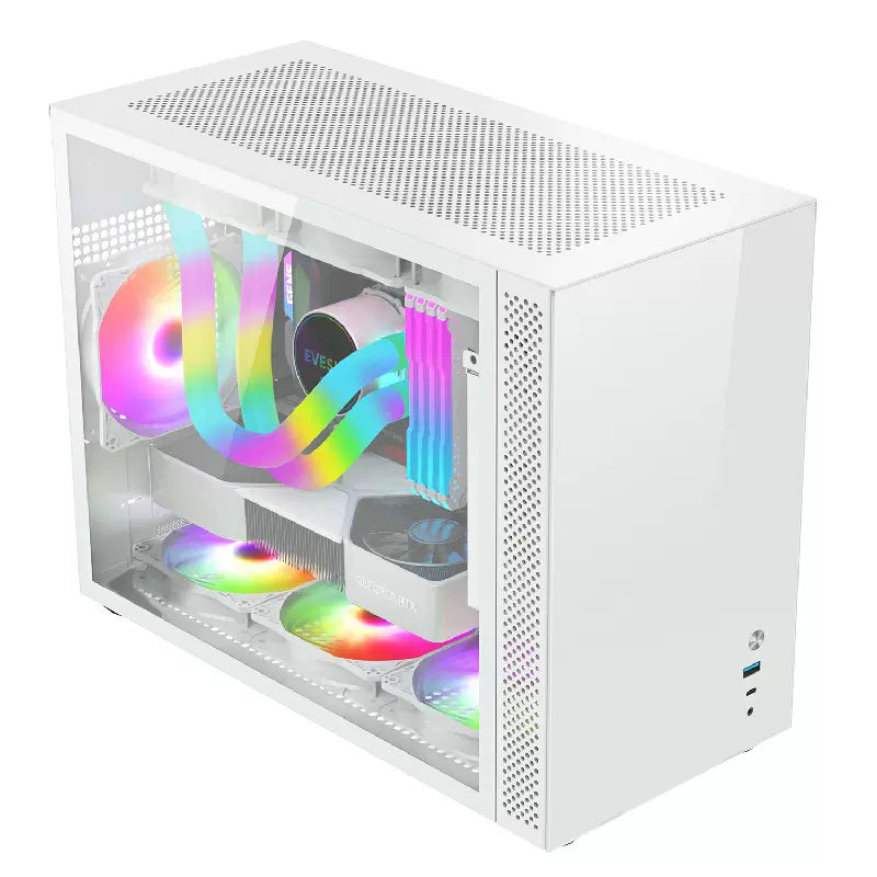 Sumtax/迅泰VP600铝合金机箱海景房电脑台式主机M-ATX支持360水冷风扇迷你电脑机箱