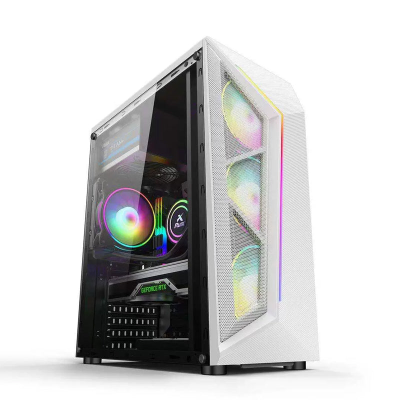 Mingsu EVESKY สำหรับ V8 US2.0 Desktop Enclosure ควบคุมด้านเกมผ่านได้ที่กรณ ี ATX คอมพิวเตอร์ที่มีสเปกตรัมแสง RGB