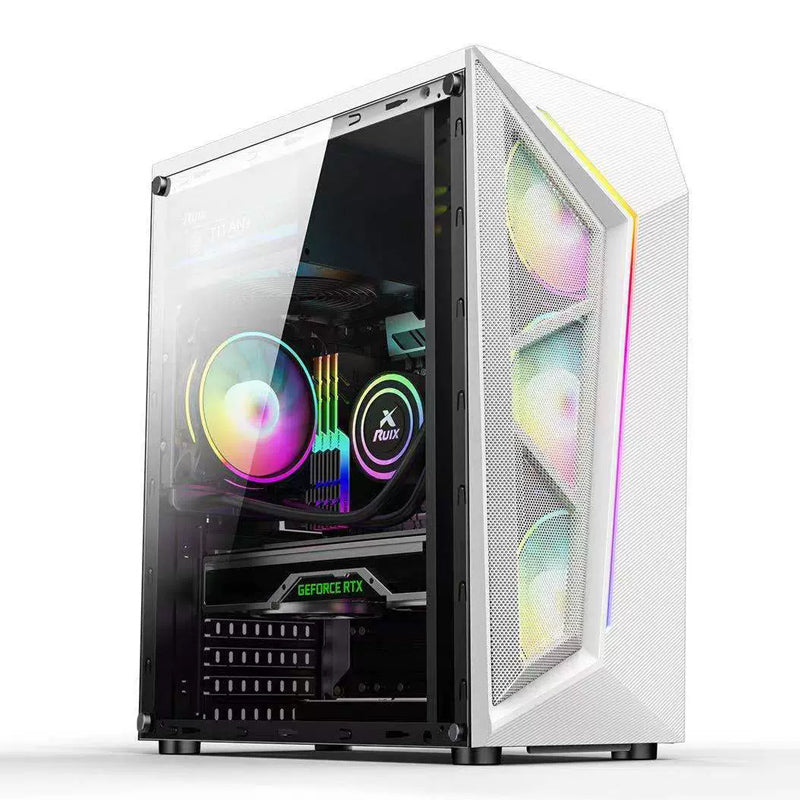 Mingsu EVESKY สำหรับ V8 US2.0 Desktop Enclosure ควบคุมด้านเกมผ่านได้ที่กรณ ี ATX คอมพิวเตอร์ที่มีสเปกตรัมแสง RGB