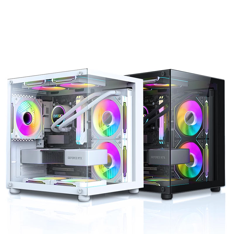 海景房mini全景无立柱电脑机箱台式主机matx水冷侧透