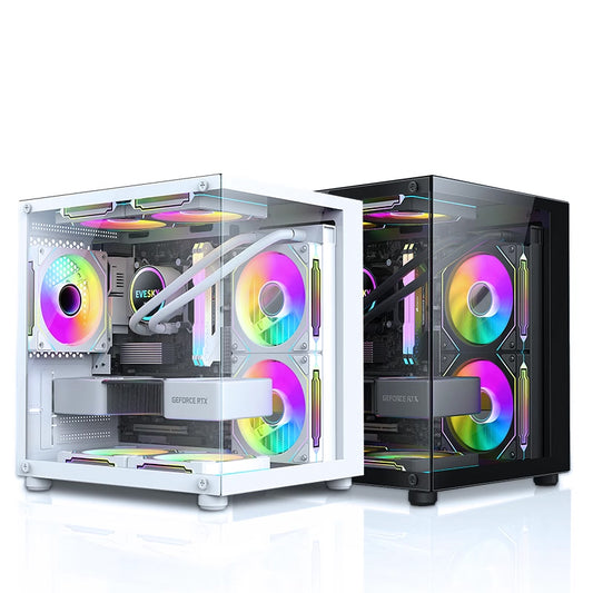 海景房mini全景无立柱电脑机箱台式主机matx水冷侧透