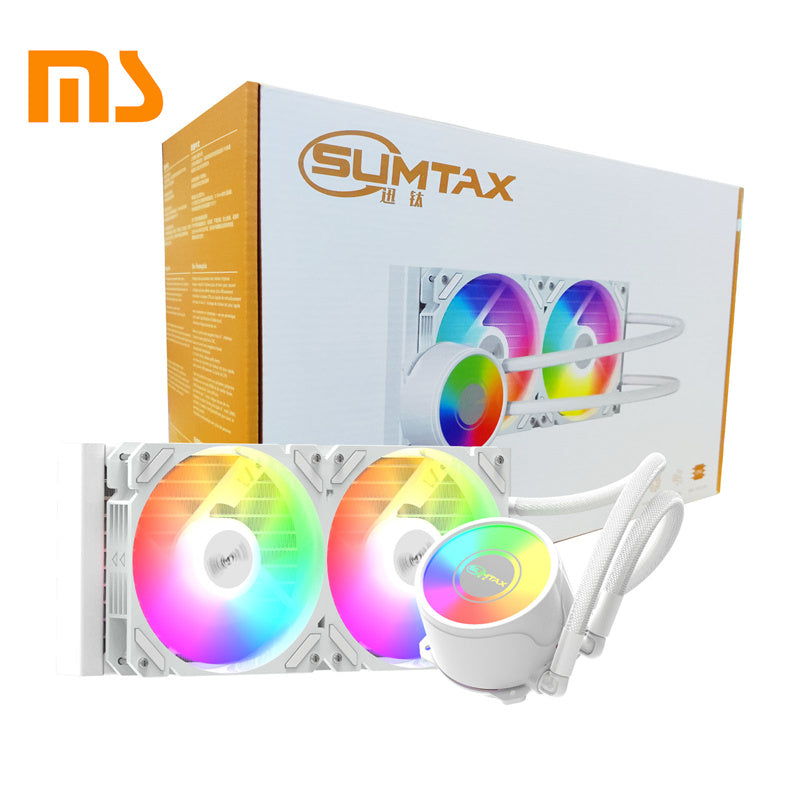 SUMTAX ชุดน้ำระบบปิด Tsunami 120 240 360 Unlimited Deep Space Lighting ARGB Multi-platform CPU Liquid Cooler รับประกันสินค้า 2 ปี White