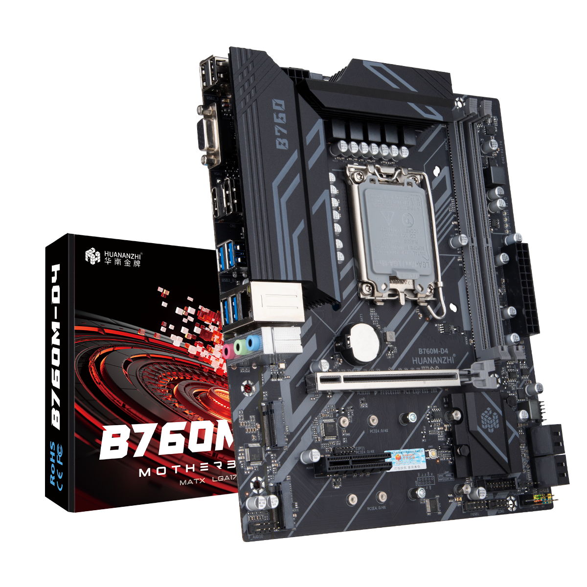 Hua Nan B760M-D4 LGA1700 motherboard 白色