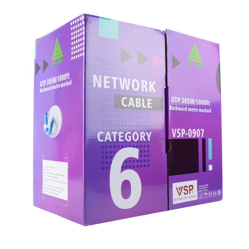 สายแลน LAN CAT6 UTP Cable (305m) LINK (US-9106A-1) ความยาว 305 เมตร (ภายในอาคารสีฟ้า) สายไฟยาวตามจริง!!