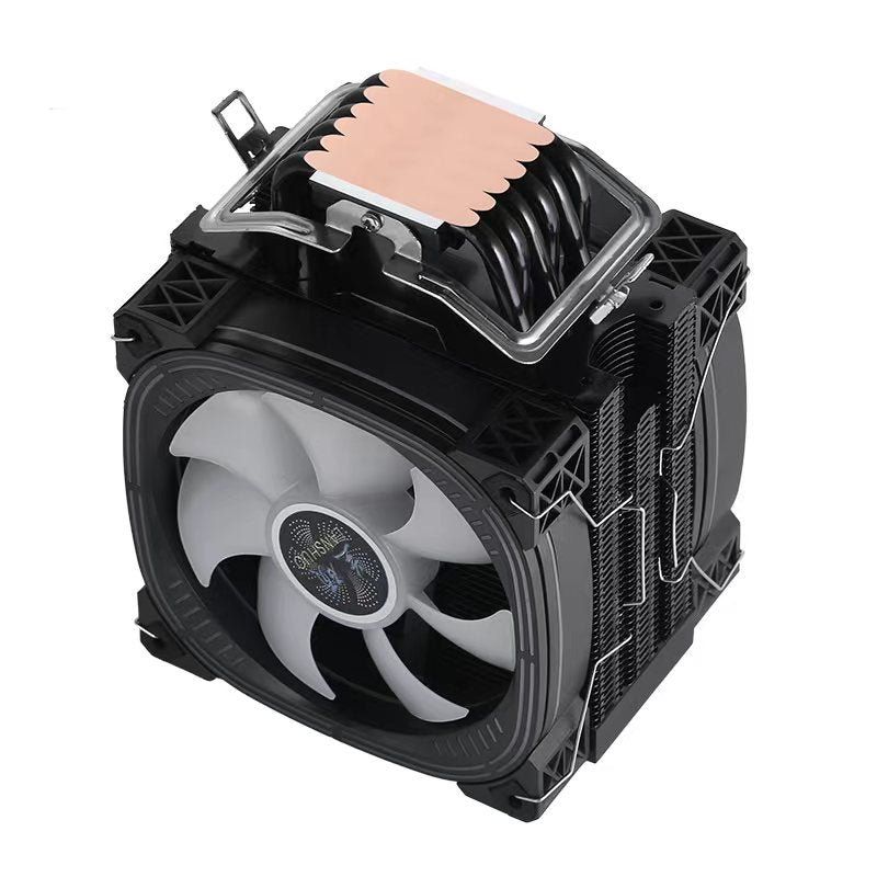 Prism Black ARGB Dual Fan 4 Heat Pipe Top Cover Illuminated CPU Cooler Available in Black and White
