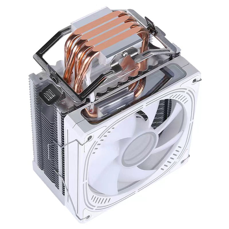 Prism Black ARGB Dual Fan 4 Heat Pipe Top Cover Illuminated CPU Cooler Available in Black and White