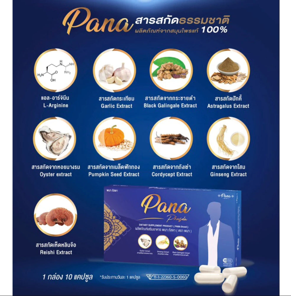 อาหารเสริมสุขภาพทางเพศไทย พนาพัสดา ยาจีนโบราณ ยาโป๊ ยาเป็นกลาง ผลิตภัณฑ์เสริมอาหารป้องกันต่อมลูกหมากโต 10 แคปซูล