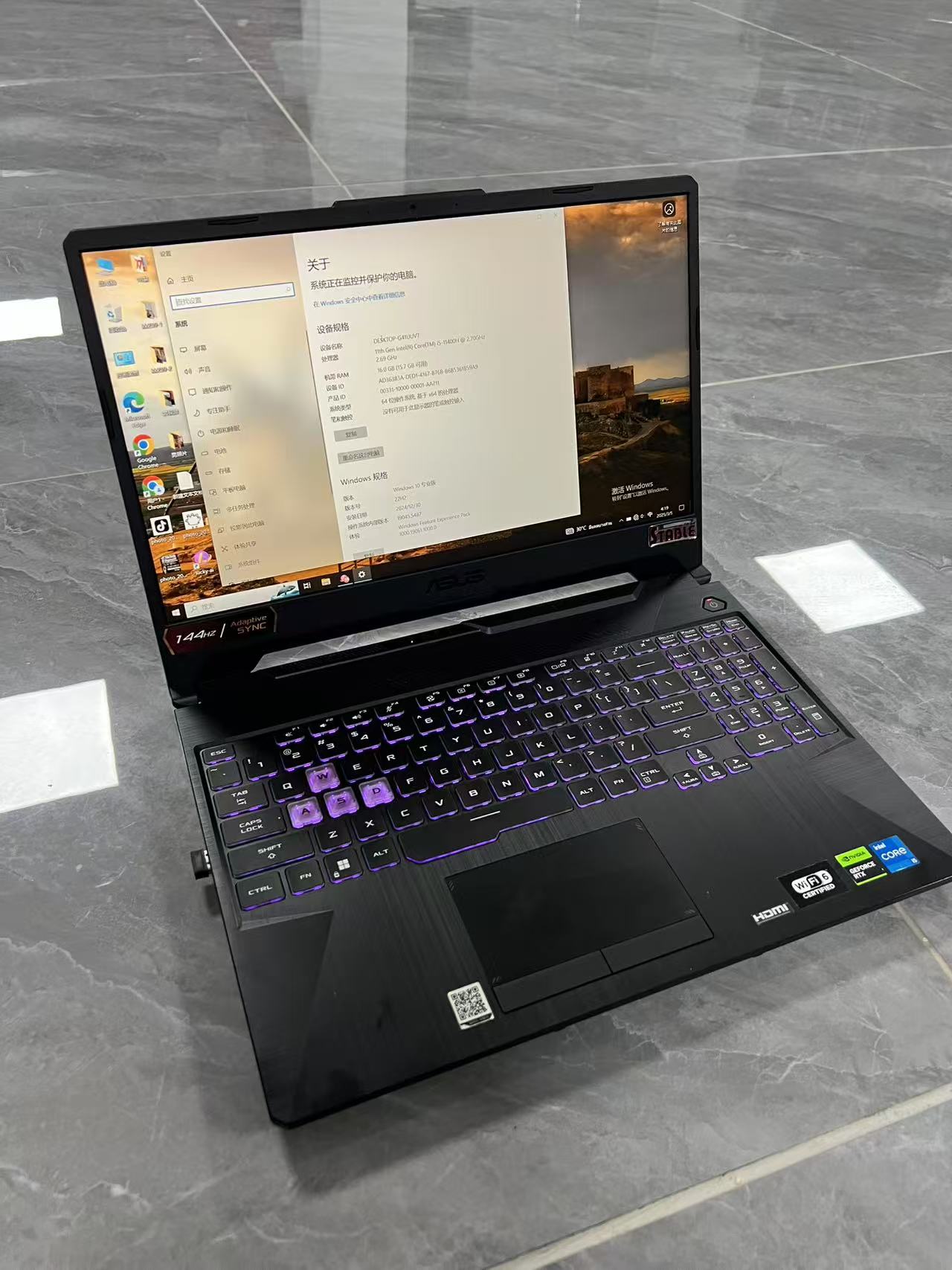 二手笔记本 华硕飞行堡垒9(i5 11400H/16GB/512GB/RTX2050第十一代英特尔酷睿i5,RTX3050 4G独显,144Hz电竞屏,背光键盘 泰国曼谷现货有2台