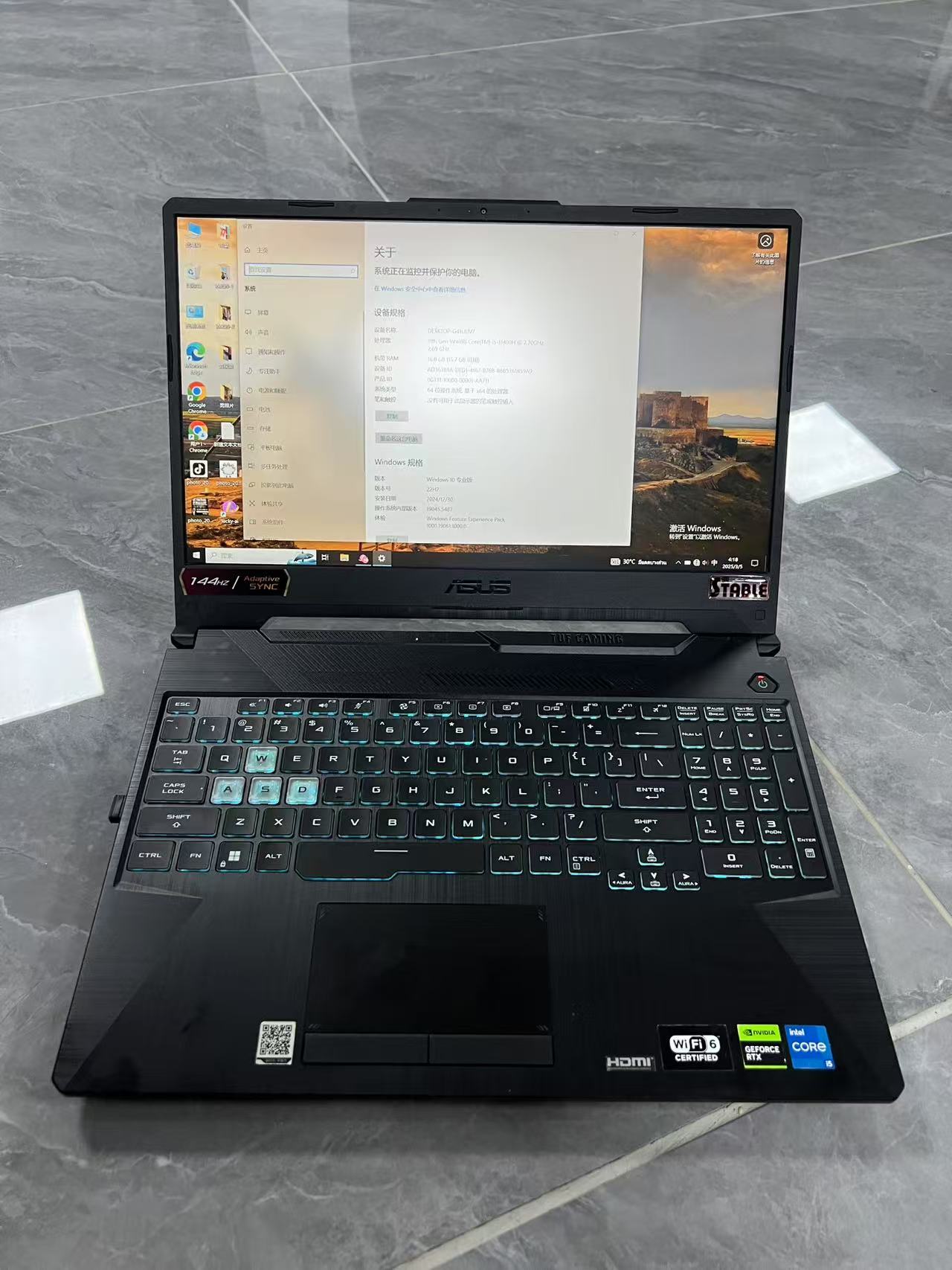 二手笔记本 华硕飞行堡垒9(i5 11400H/16GB/512GB/RTX2050第十一代英特尔酷睿i5,RTX3050 4G独显,144Hz电竞屏,背光键盘 泰国曼谷现货有2台