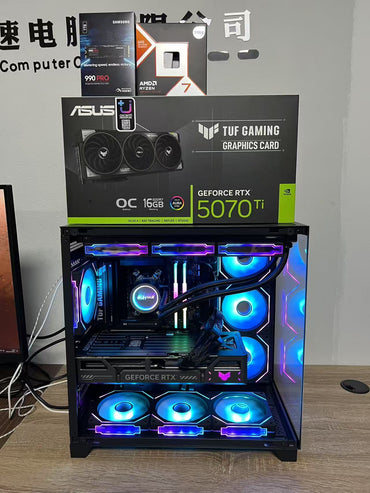 华硕TUF RTX5070Ti游戏电脑|AMD Ryzen 7 9800X3D|32GB内存|1TB三星990 PRO|海景房主机