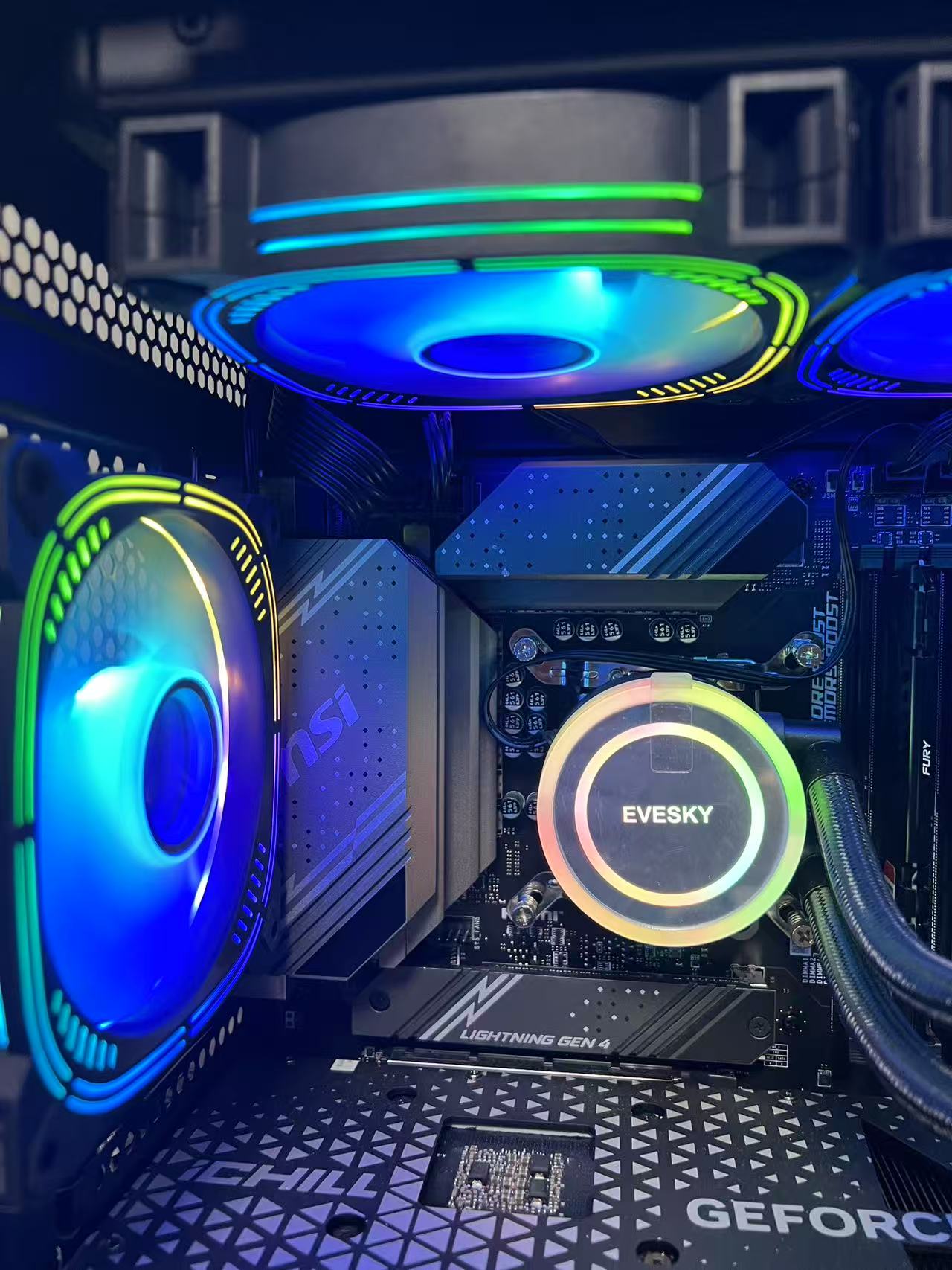 酷睿i7-14700F二十核 DDR5 64G 硬盘M.2 1TB 微星B760 GeForce RTX 4070 T SUPER游戏显卡