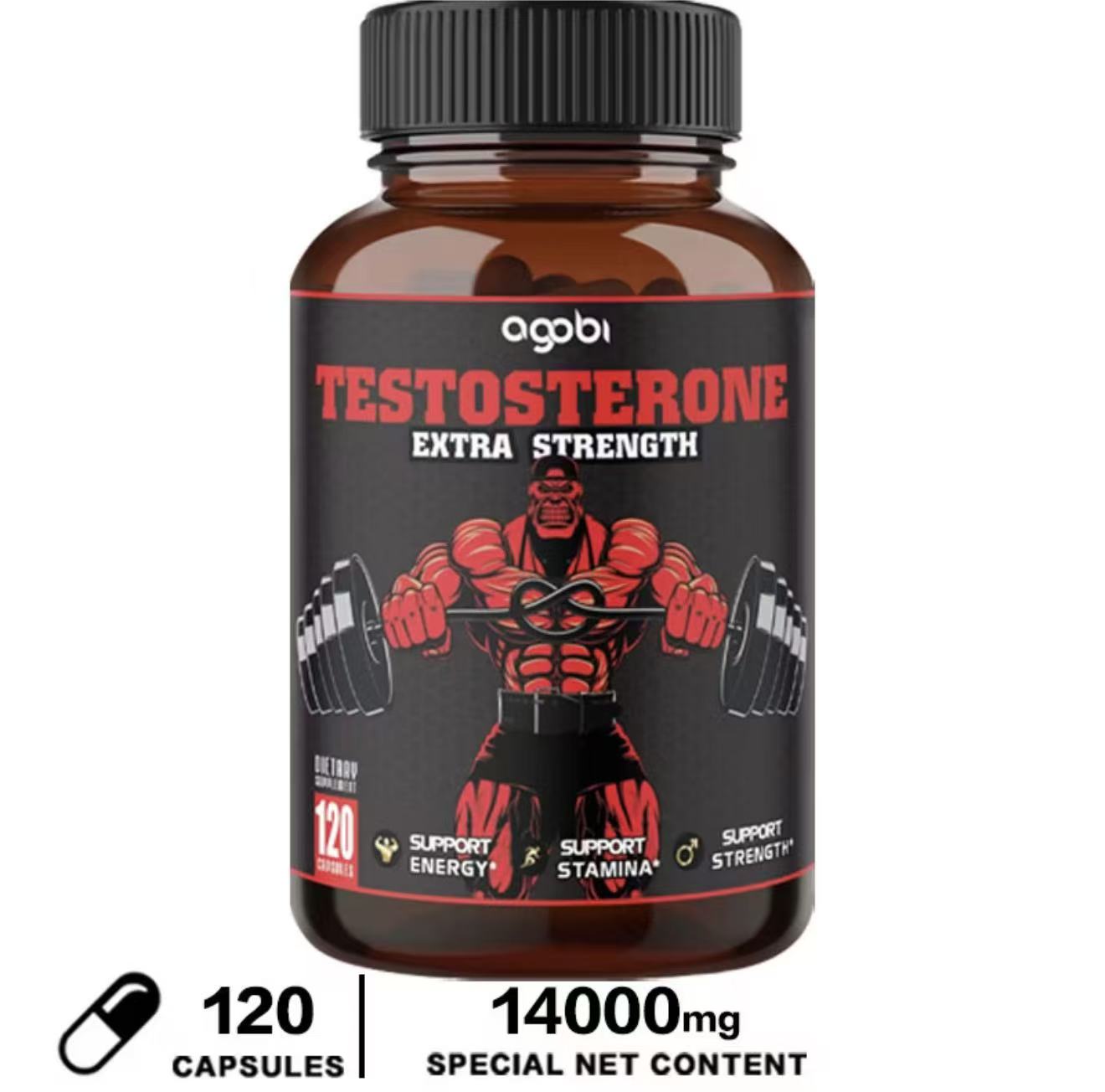 Agobi Testosterone Extra Strength 男性睾酮支持配方|120粒高浓度植物精华|提升活力 耐力 力量 健身必备
