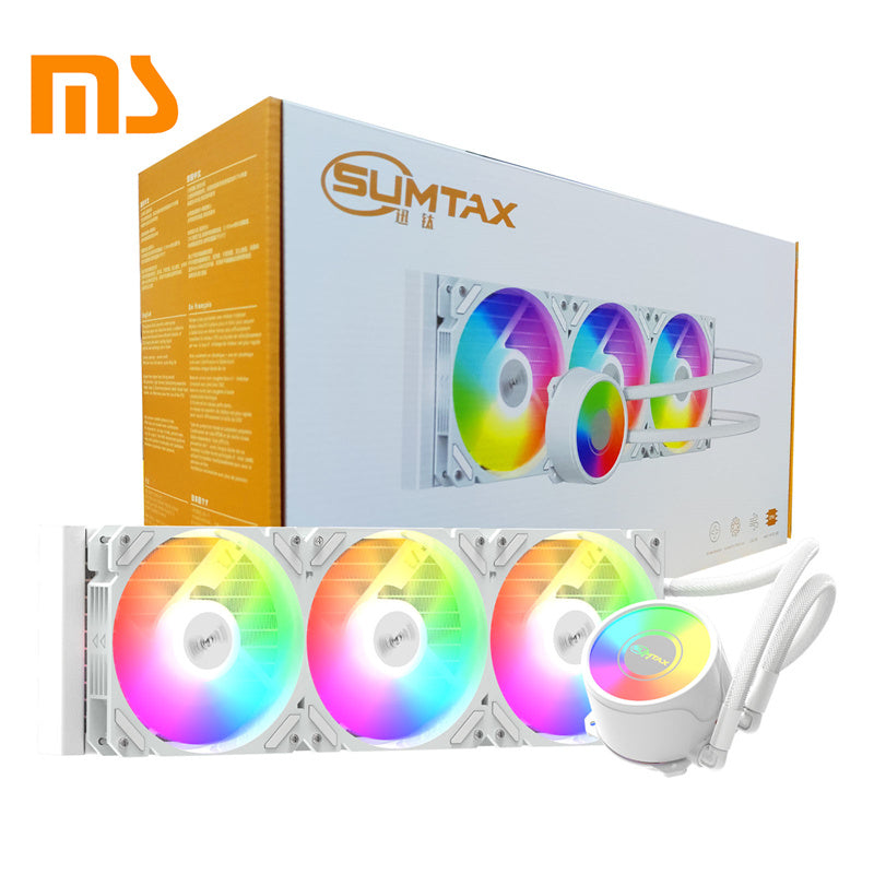 SUMTAX ชุดน้ำระบบปิด Tsunami 240 360 Unlimited Deep Space Lighting ARGB Multi-platform CPU Liquid Cooler รับประกันสินค้า 2 ปี White