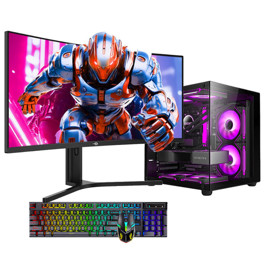 34英寸100HZ  4K i5-12400F RAM 32G M.2  512GB 1TB  RX6500XT 4GB 组装电脑 全套