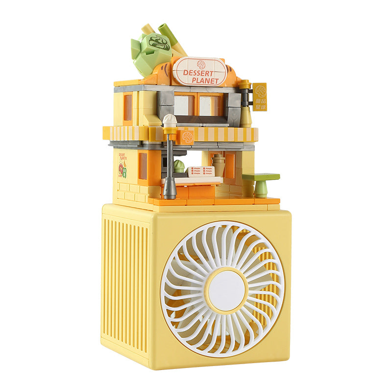 บล็อกตัวต่อพัดลมขนาดเล็กสำหรับเด็กทำด้วยมือของขวัญวันเกิด DIY เด็กหญิงและเด็กชายนักเรียนชั้นประถมศึกษาของที่ระลึกสำหรับทั้งชั้นสีชมพูพัดลมแบบชาร์จไฟได้บล็อกตัวต่อ DIY