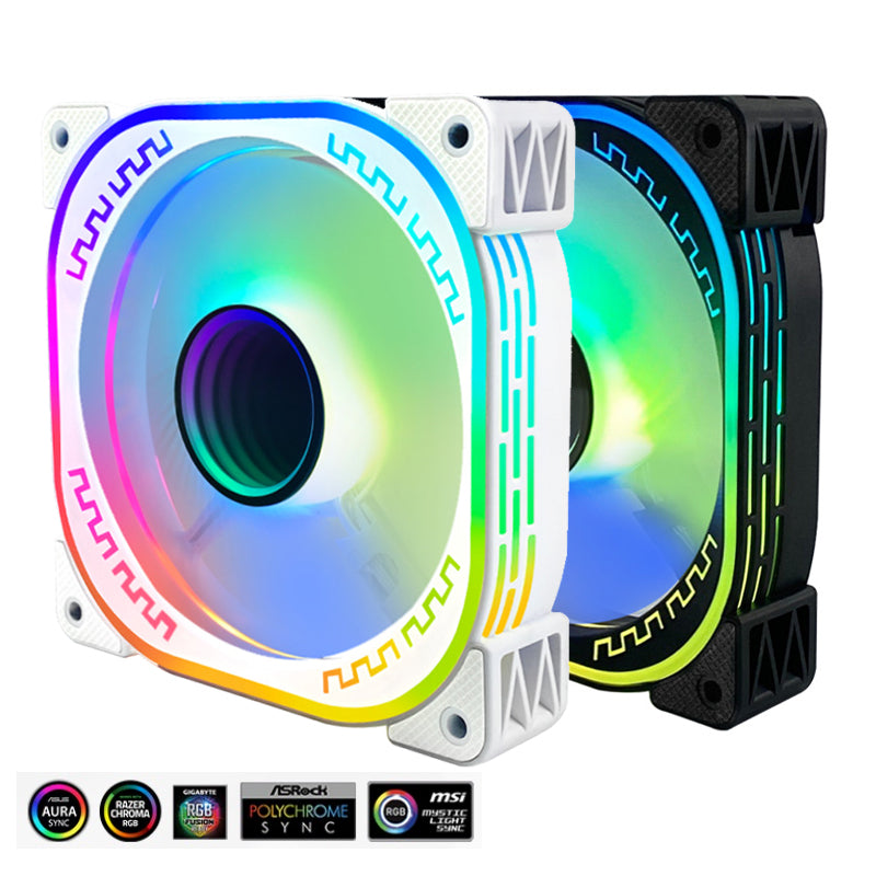 Prism 12CM chassis cooling fan AURA Shenguang synchronous 5V3-pin ARGB Symphony PWM temperature control silent fan MSI motherboard chassis fan