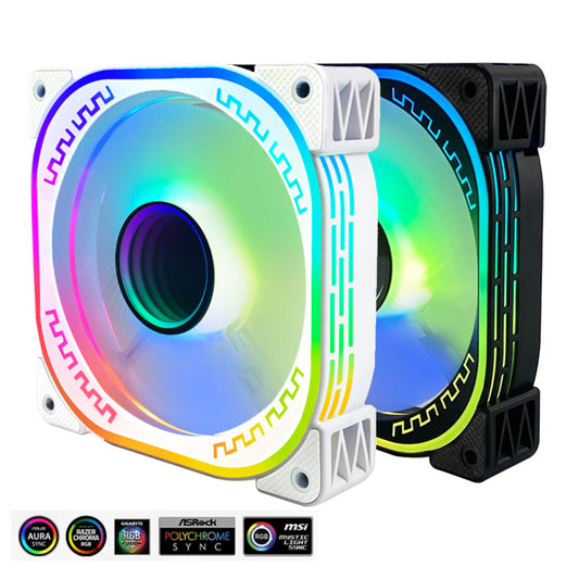 Prism 12CM chassis cooling fan AURA Shenguang synchronous 5V3-pin ARGB Symphony PWM temperature control silent fan MSI motherboard chassis fan