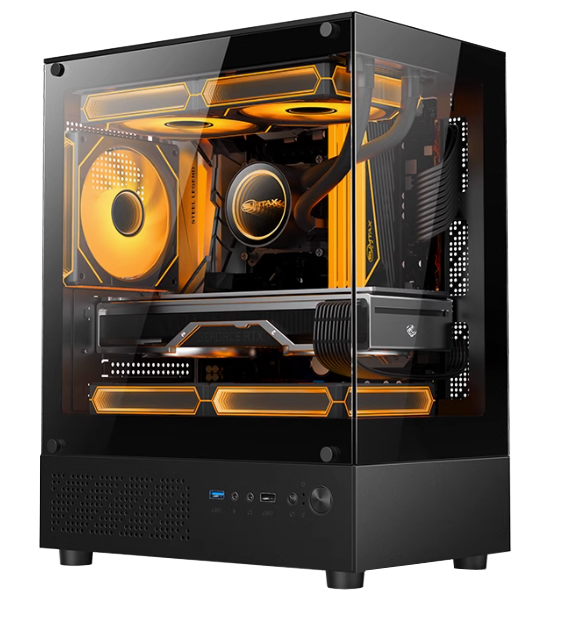 维纳斯M240海景房机箱全景无立柱电脑台式机matx侧透240水冷