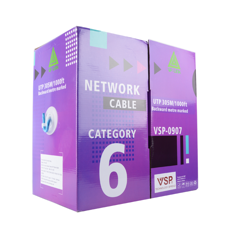สายแลน LAN CAT6 UTP Cable (305m) LINK (US-9106A-1) ความยาว 305 เมตร (ภายในอาคารสีฟ้า) สายไฟยาวตามจริง!!
