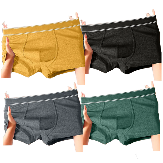 HELLO 4 แพ็ค 4 ชิ้นต่อแพ็ค กางเกงบ็อกเซอร์ชาย สีพื้น ขายส่ง