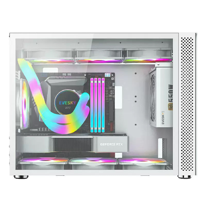 Sumtax/迅泰VP600铝合金机箱海景房电脑台式主机M-ATX支持360水冷风扇迷你电脑机箱