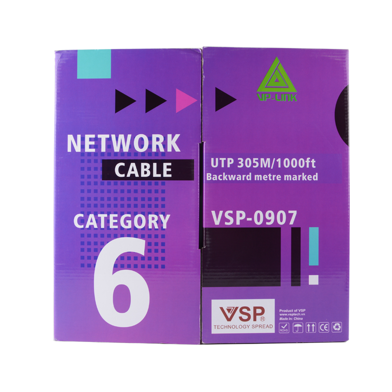 สายแลน LAN CAT6 UTP Cable (305m) LINK (US-9106A-1) ความยาว 305 เมตร (ภายในอาคารสีฟ้า) สายไฟยาวตามจริง!!