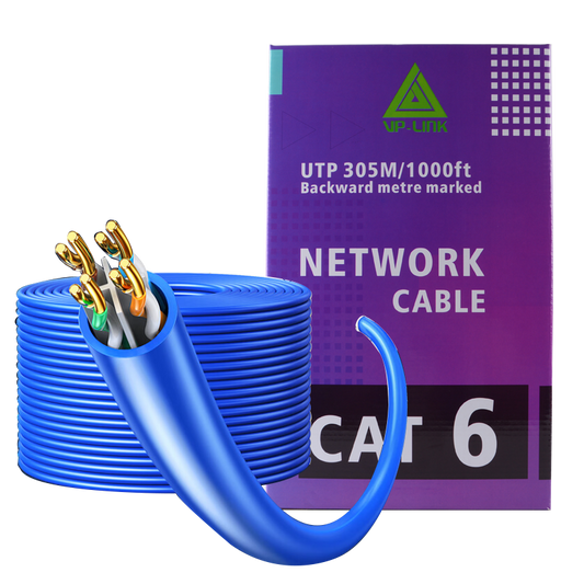 สายแลน LAN CAT6 UTP Cable (305m) LINK (US-9106A-1) ความยาว 305 เมตร (ภายในอาคารสีฟ้า) สายไฟยาวตามจริง!!