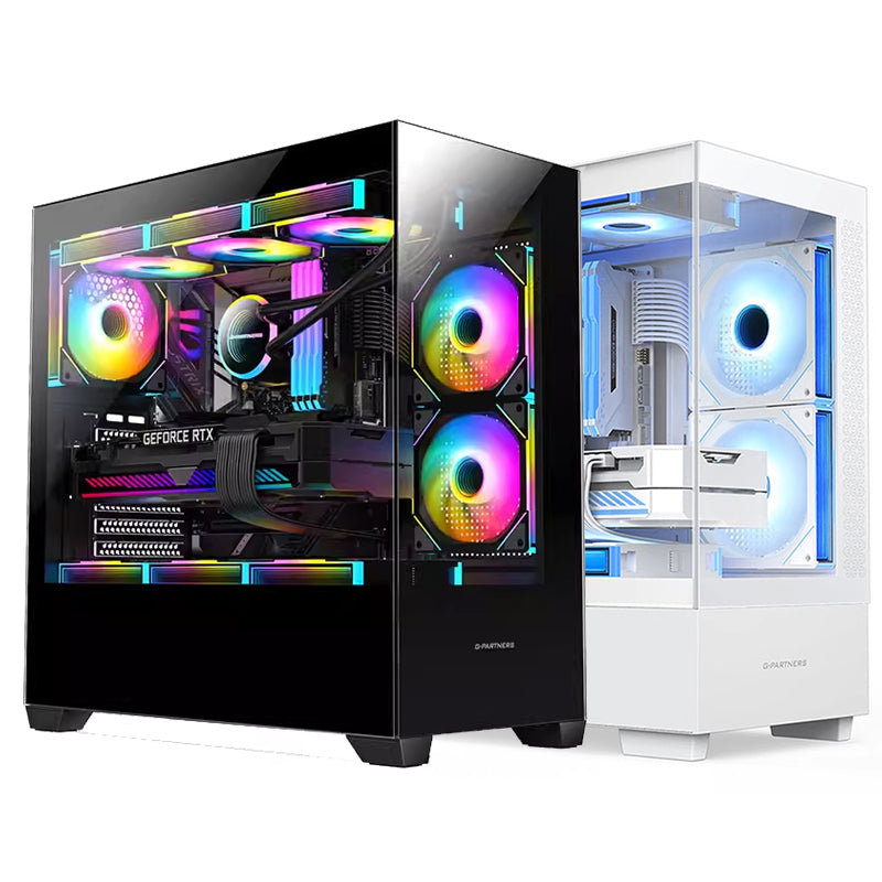 积至EVESKY 执迷L5全景房电脑机箱台式主机m-atx白色侧透游戏机箱