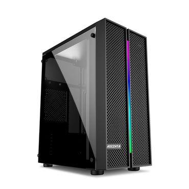 AOCZHTA Dazzling K2 MATX Gaming PC Case, Mesh Front Panel for Cooling, Tempered Glass Side Panel, Supports Micro-ATX/ITX Motherboards, Supports 250mm Graphics Cards, Business Office DIY Gaming Case, Black