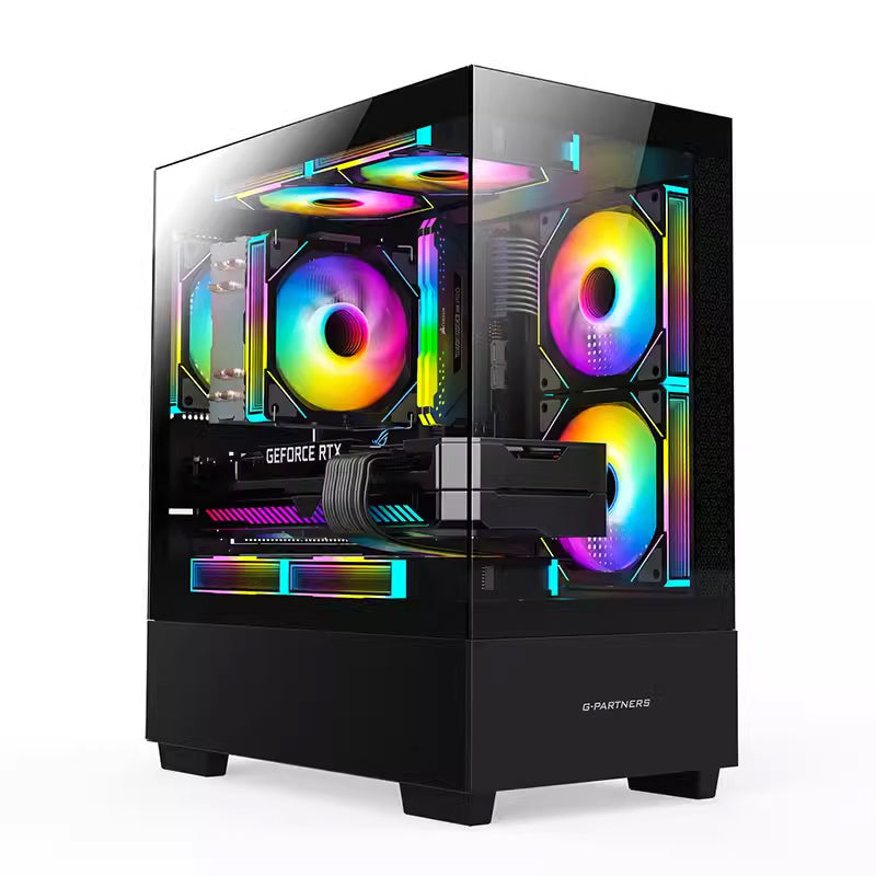 积至EVESKY 执迷L5全景房电脑机箱台式主机m-atx白色侧透游戏机箱