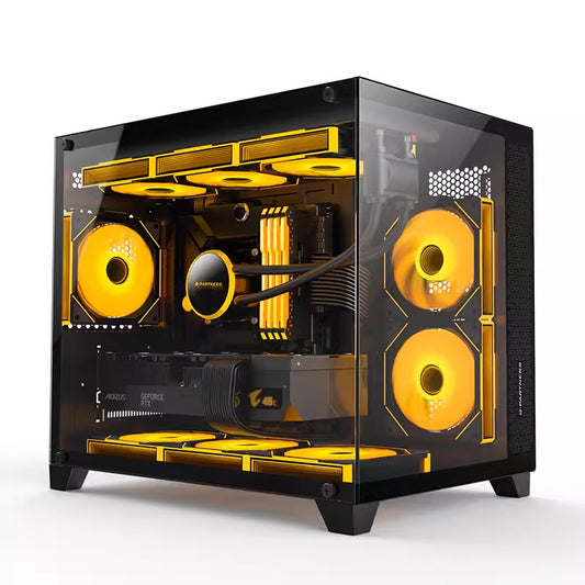 积至EVESKY 新锐X3海景房电脑机箱m-atx 支持360水冷 黑色