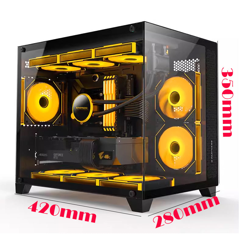 积至EVESKY 新锐X3海景房电脑机箱m-atx 支持360水冷 黑色