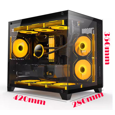 积至EVESKY 新锐X3海景房电脑机箱m-atx 支持360水冷 黑色