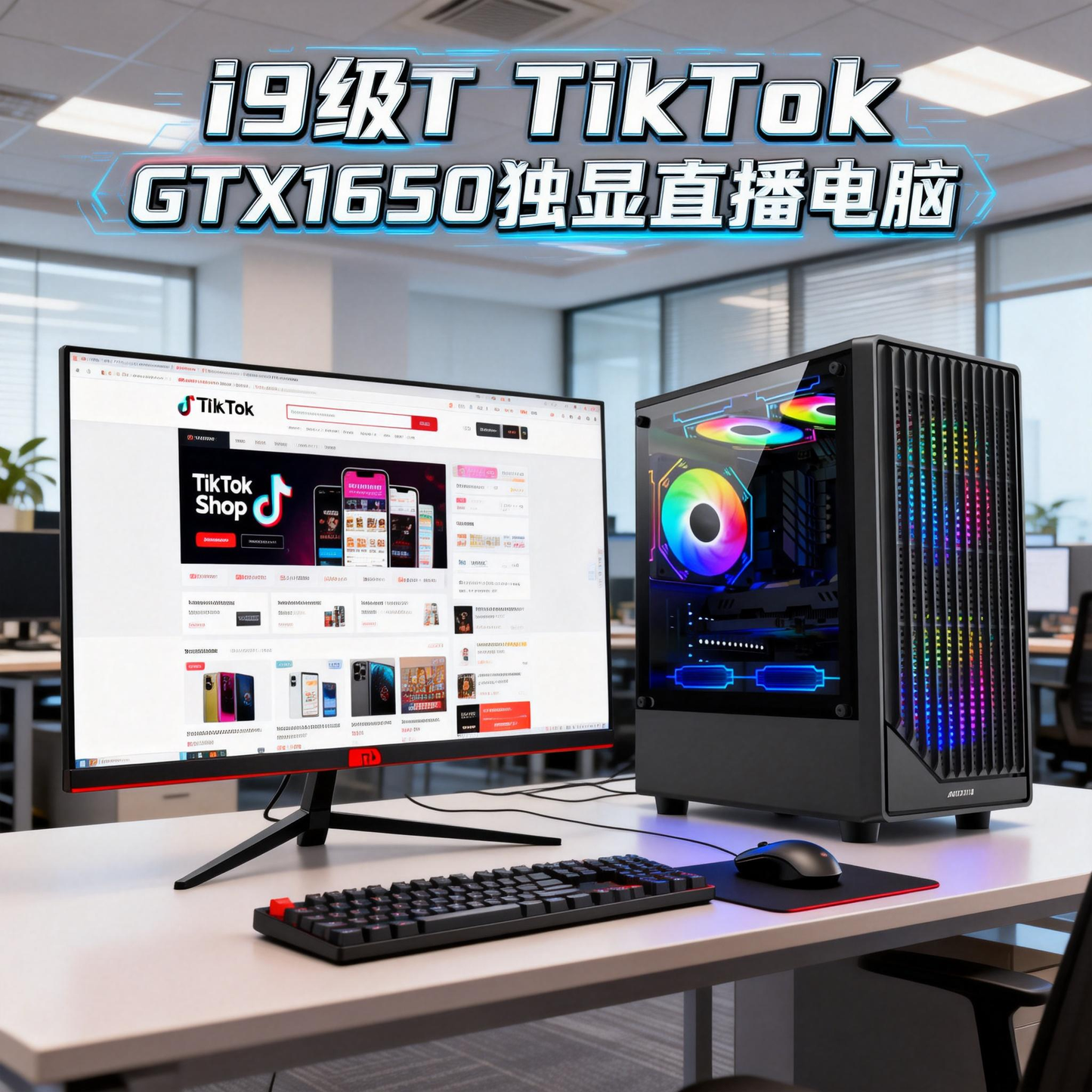 十核二十线程英特尔i9级2660V2 16G内存 628G固态硬盘 GTX1650 4G游戏显卡 24-27英寸电商直接电脑 游戏电脑