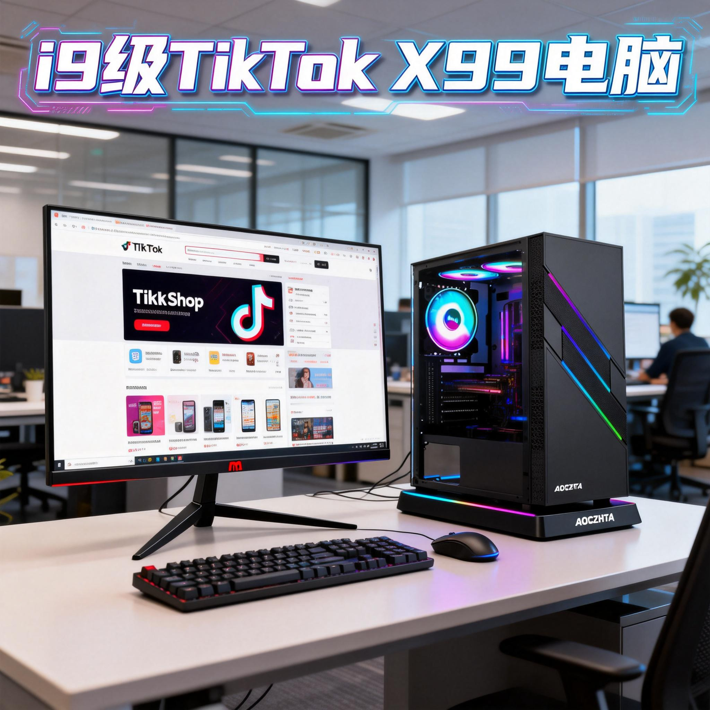 โปรเซสเซอร์ Intel i9-class 2670V3 แบบ 24 คอร์/24 คอร์, RAM 16GB, SSD 628GB, การ์ดจอแยก, คอมพิวเตอร์ TIKTIK สำหรับอีคอมเมิร์ซ/สำนักงาน ขนาด 24 นิ้ว/27 นิ้ว