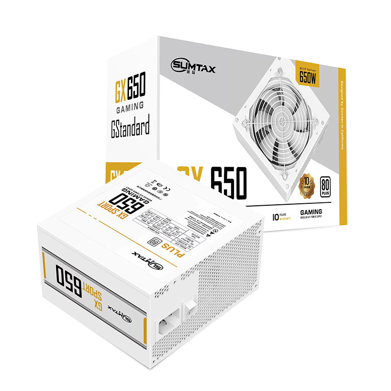 Sumtax/Xuntai GX650 computer power source rated 650W peak 700W white brand computer power supply white
