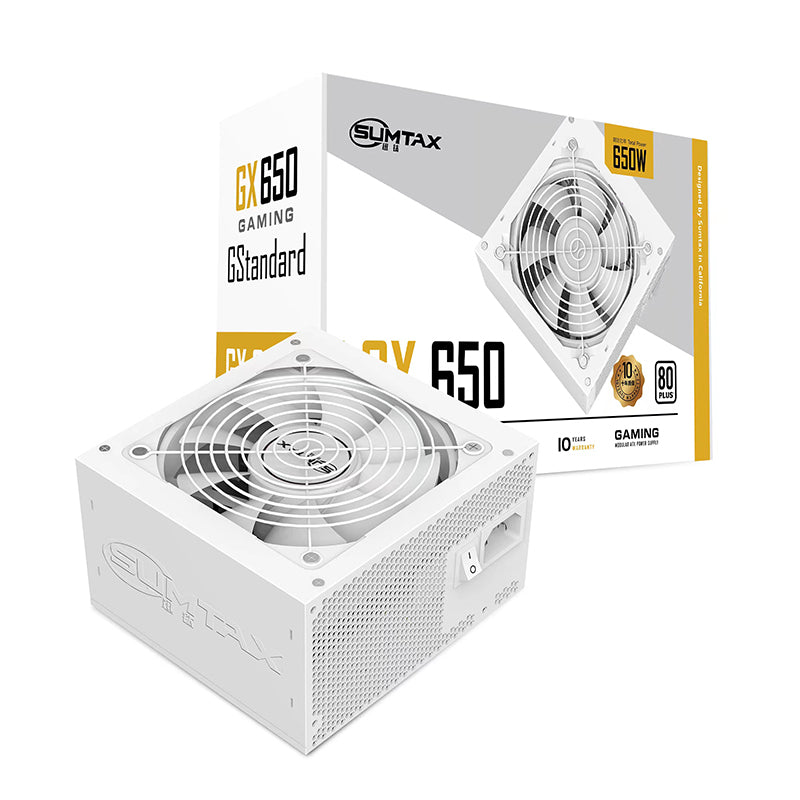 Sumtax/Xuntai GX650 computer power source rated 650W peak 700W white brand computer power supply white