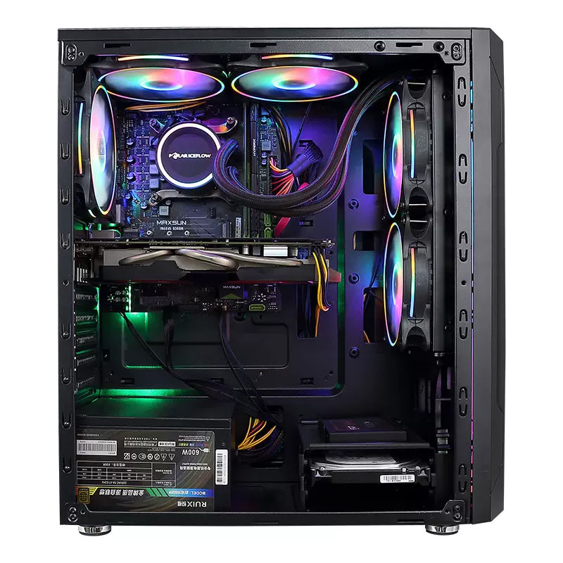 积至EVESKY 晨光台式电脑机箱RGB灯光大侧透电竞游戏水冷主机机箱