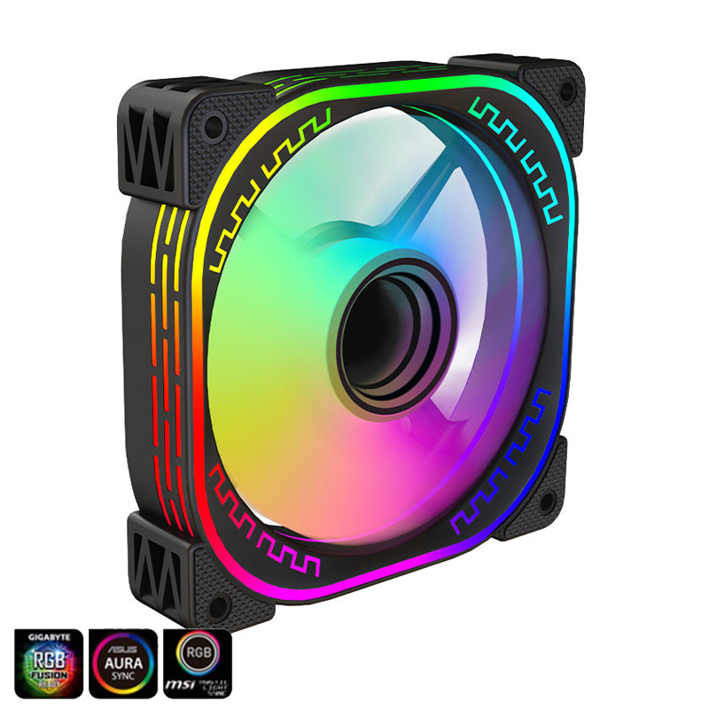 Prism 12CM chassis cooling fan AURA Shenguang synchronous 5V3-pin ARGB Symphony PWM temperature control silent fan MSI motherboard chassis fan