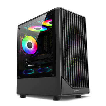 AOCZHTA Breacher MATX Gaming PC Case, Mesh Front Panel, Tempered Glass Side Panel, Supports M-ATX/ITX Motherboards, USB 3.0, DIY Gaming Desktop Case