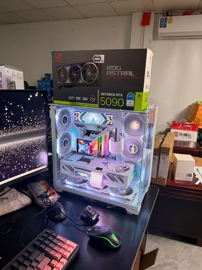 RTX5090D白火神旗舰电脑｜AMD RYZEN 7 9800X3D｜ROG B850-A｜48GB DDR5｜白色海景房电竞AI工作站