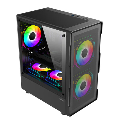 AOCZHTA 砾光 MATX电竞电脑机箱 铁网散热侧透机箱 支持M-ATX/ITX主板 USB3.0 支持280mm显卡 DIY游戏机箱 黑色