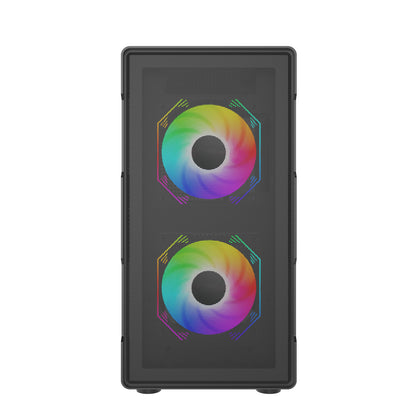 AOCZHTA 砾光 MATX电竞电脑机箱 铁网散热侧透机箱 支持M-ATX/ITX主板 USB3.0 支持280mm显卡 DIY游戏机箱 黑色