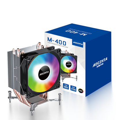 AOCZHTA M400 CPU风冷散热器 四热管RGB散热器 90mm静音PWM风扇 支持Intel LGA1851/LGA1700/LGA1200/LGA115X 台式机CPU散热器