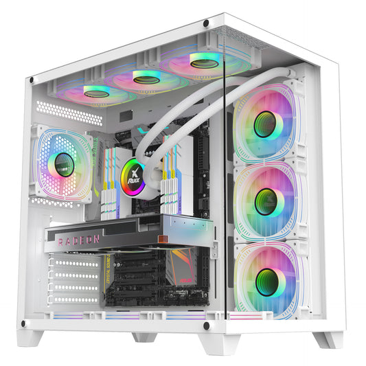海景房PRO MAX电脑机箱台式机atx主板 支持360水冷机箱 白色