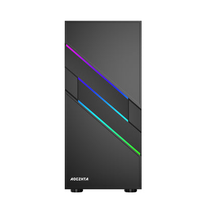 AOCZHTA 炫彩1号 ATX电竞电脑机箱 光效面板侧透机箱 支持ATX/Micro-ATX/ITX主板 USB3.0 支持310mm显卡 DIY游戏机箱 黑色